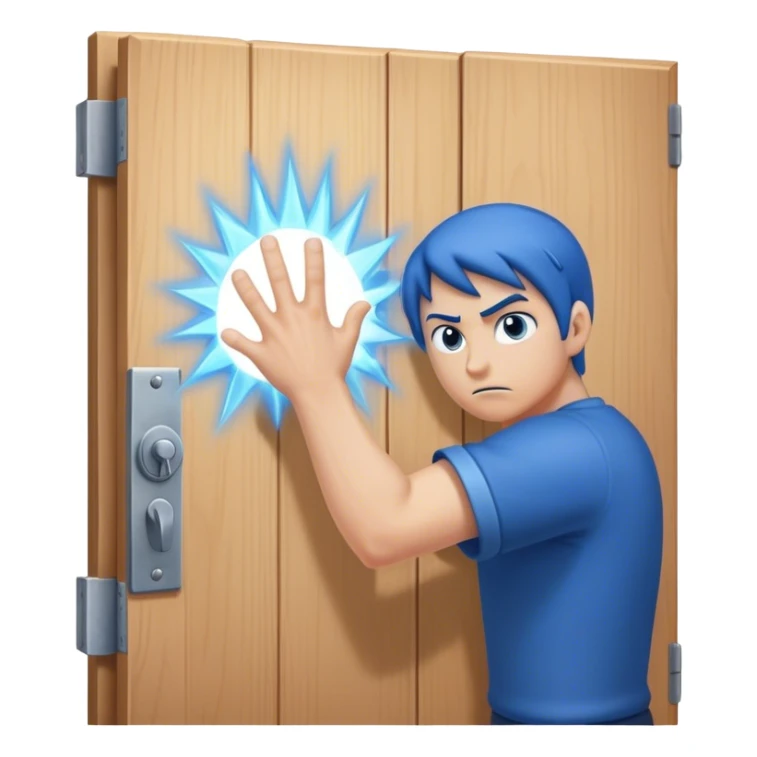 *"A closed door, a determined hand knocking—where knuckles meet wood, an intense blue magical energy pulses outward. Success isn’t about waiting; it’s about knocking until the world answers."*   sticker