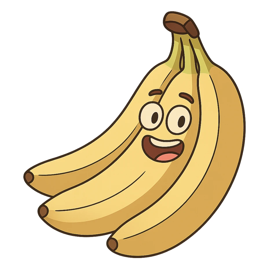 a bunch of bananas, playful and bright, cartoon style sticker