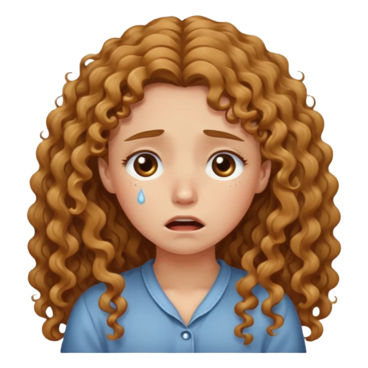 long light brown curly hair girl bawling  sticker