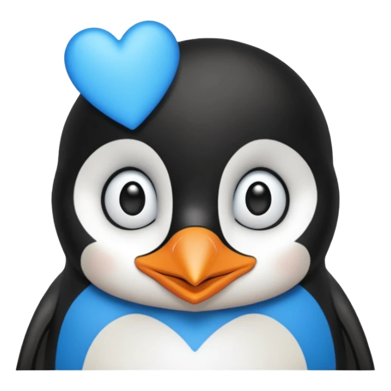 loving penguin whit blue hearts around him sticker