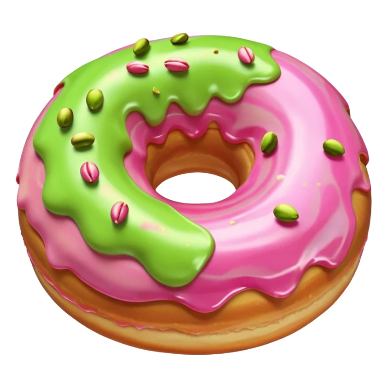 donut with light green & pink swirled frosting & pistachio pieces sticker
