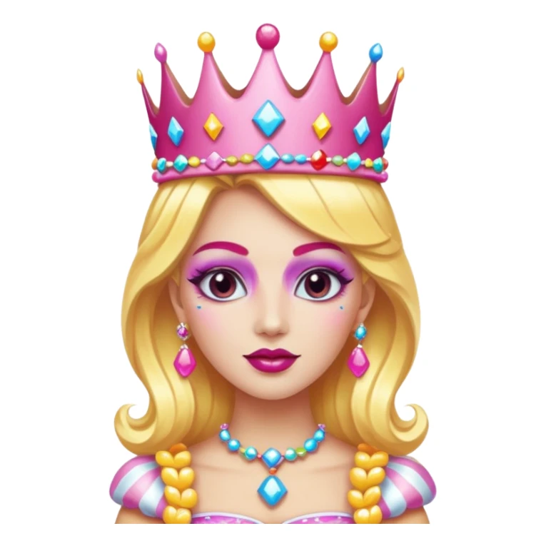 queen of the candyland, with candy makeup and just face sticker