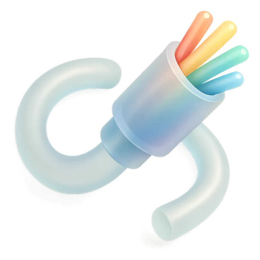 An optical cable illustrated in a playful and vibrant style, representing the fun and exciting aspects of high-speed internet. sticker