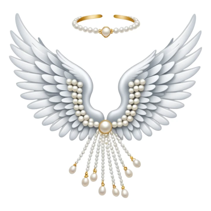 white angel wing with lace and pearls sticker