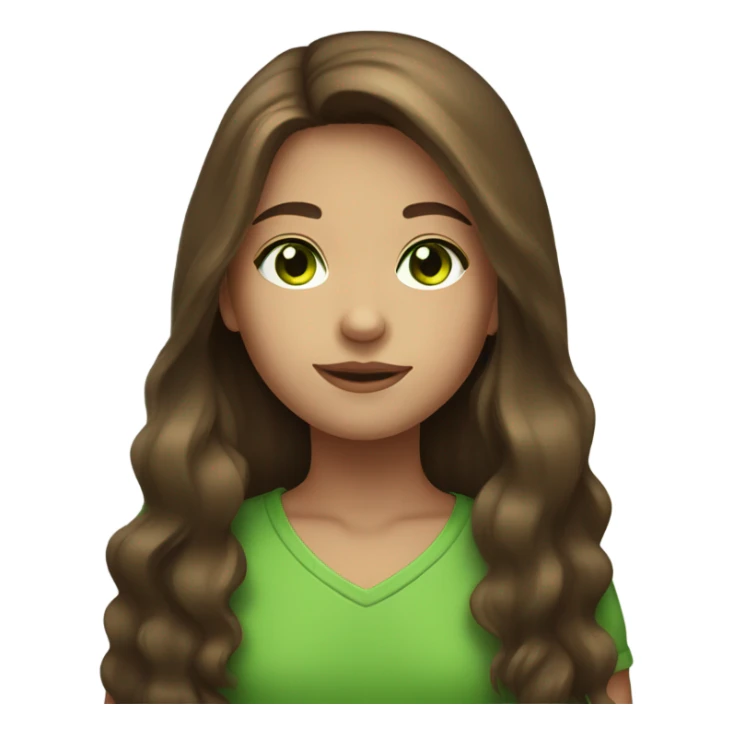 Girl with long brown hair and green eyes sticker