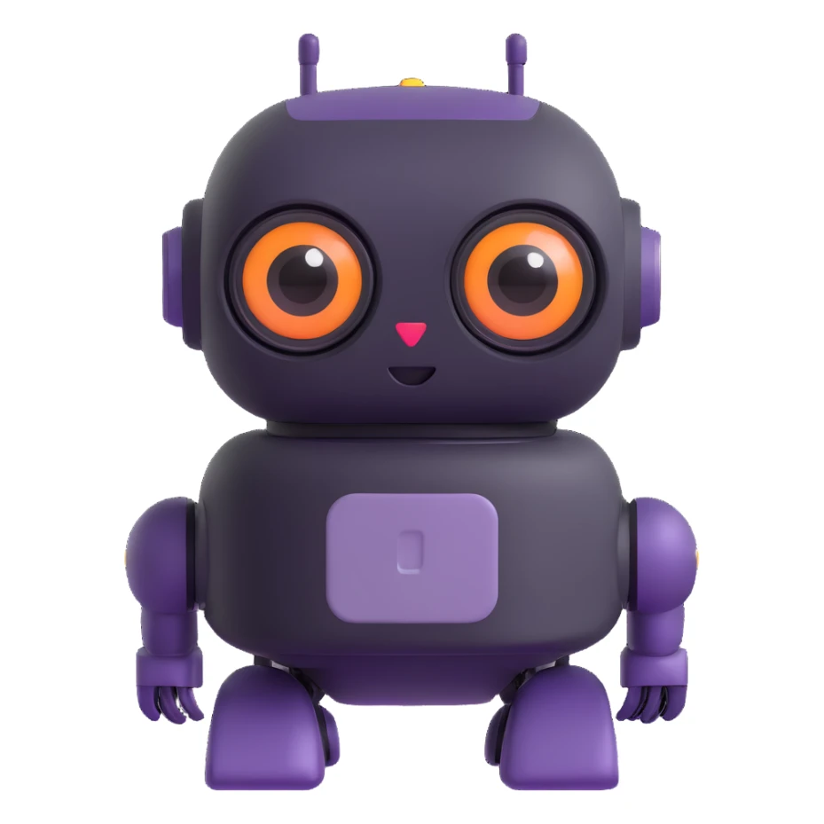 adorable AI robot with big eyes sticker