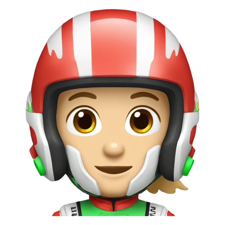 unicorn race driver with green white and red helmet sticker
