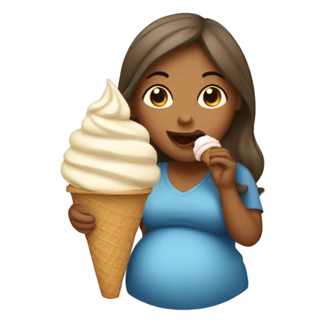 pregnant woman licking ice cream cone sticker