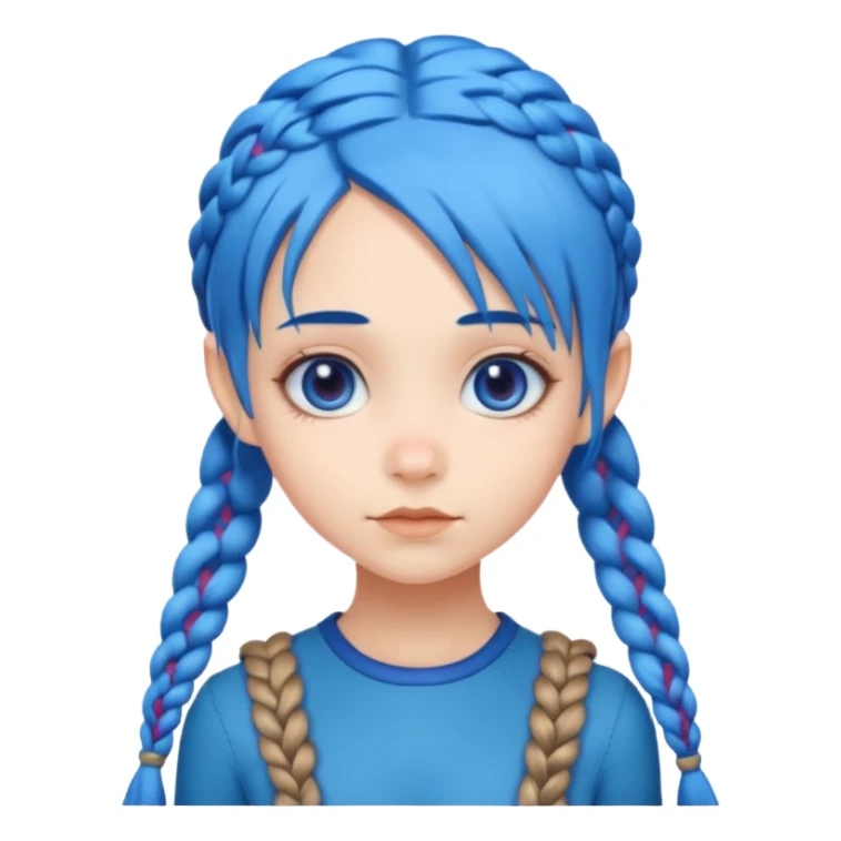A cute alien girl with blue hair and four braids sticker