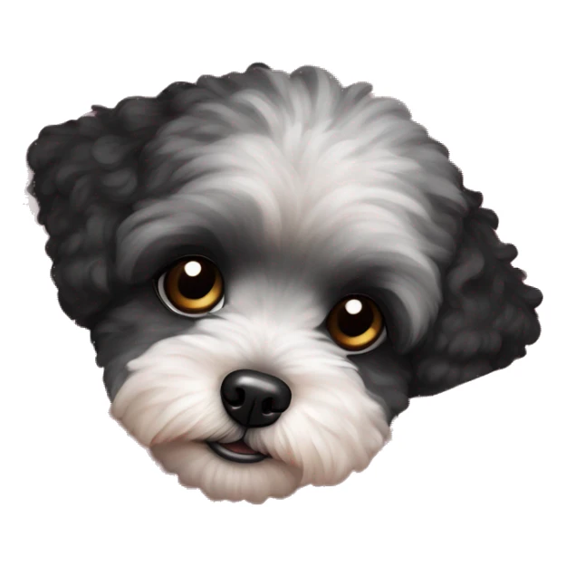 Black maltipoo dog under the light pink blanket  sticker