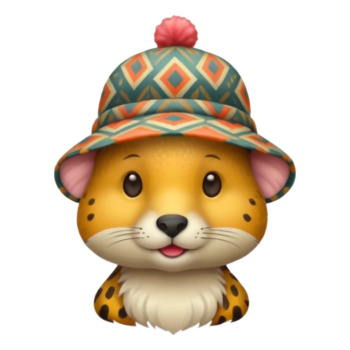 animal wearing patterned hat  sticker