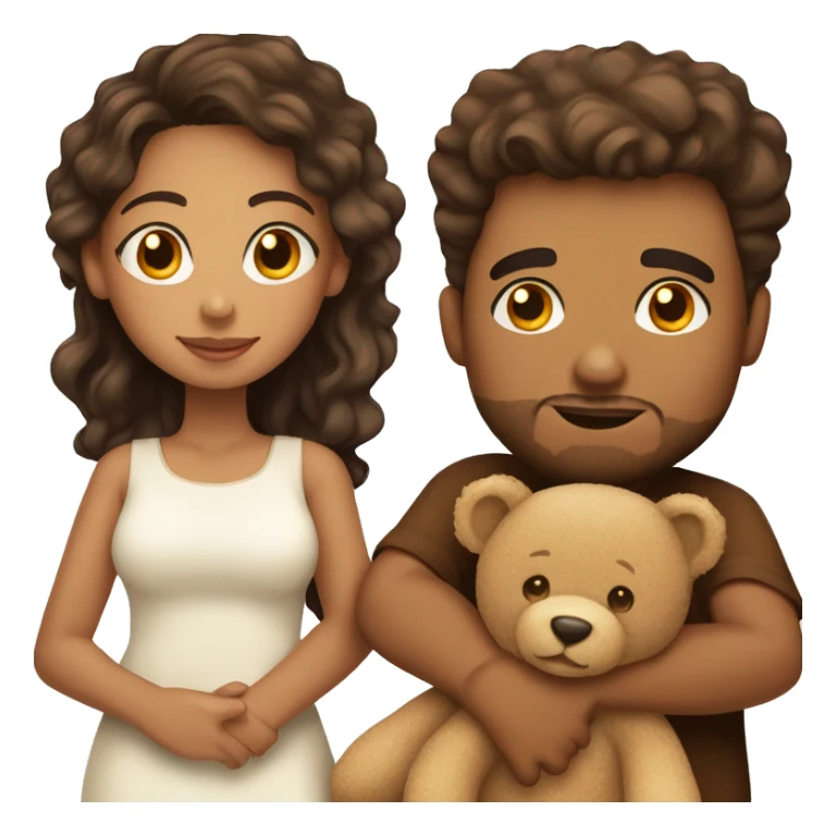 Beautiful light skin girl with husband brown handsome with teddy bear  sticker