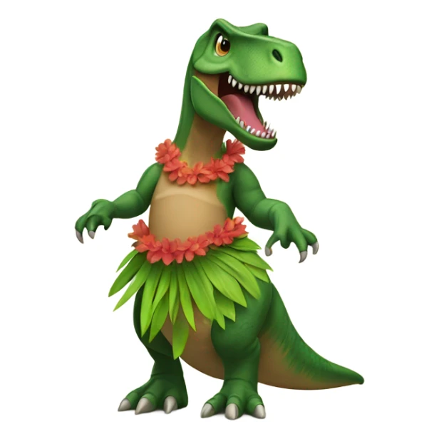 T-rex in a hula skirt sticker