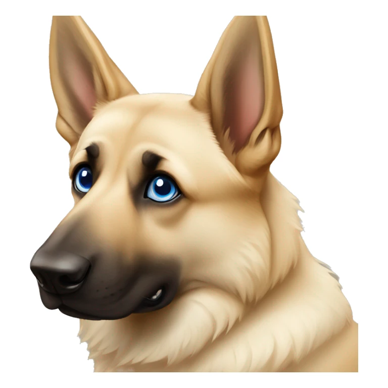Cream German Shepard with one blue eye and one brown sticker