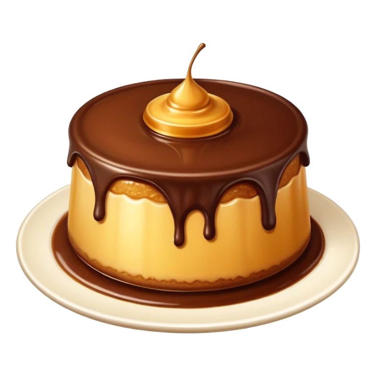 cute and simple chocolate pudding with a golden flan layer on top sticker