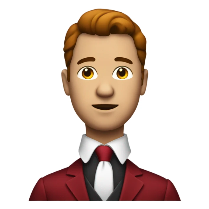 fat business man in Dark red velvet suit no tie sticker