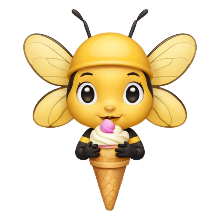 cute honeybee with ice cream in hand sticker