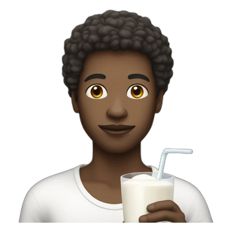 afro white person holding a glass of milk sticker