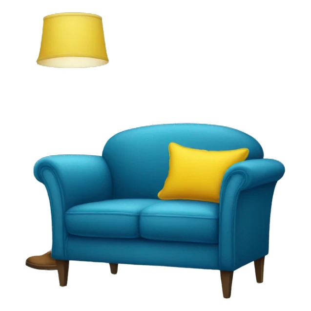 blue couch chair with yellow pillow sticker