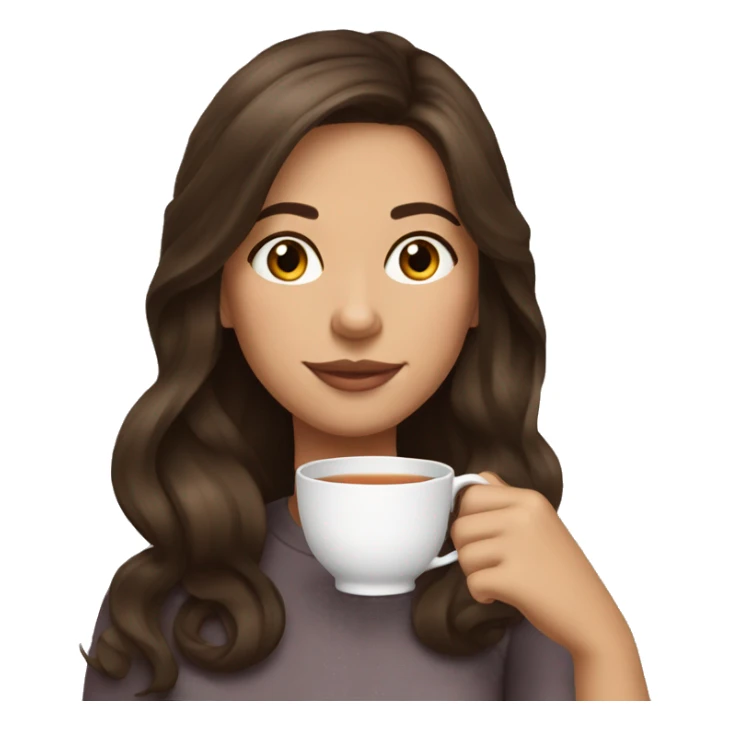 Girl sipping tea brunette hair sticker