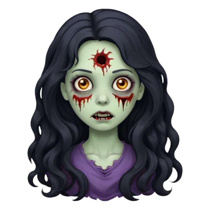 A girl zombie with long black wavy hair  sticker