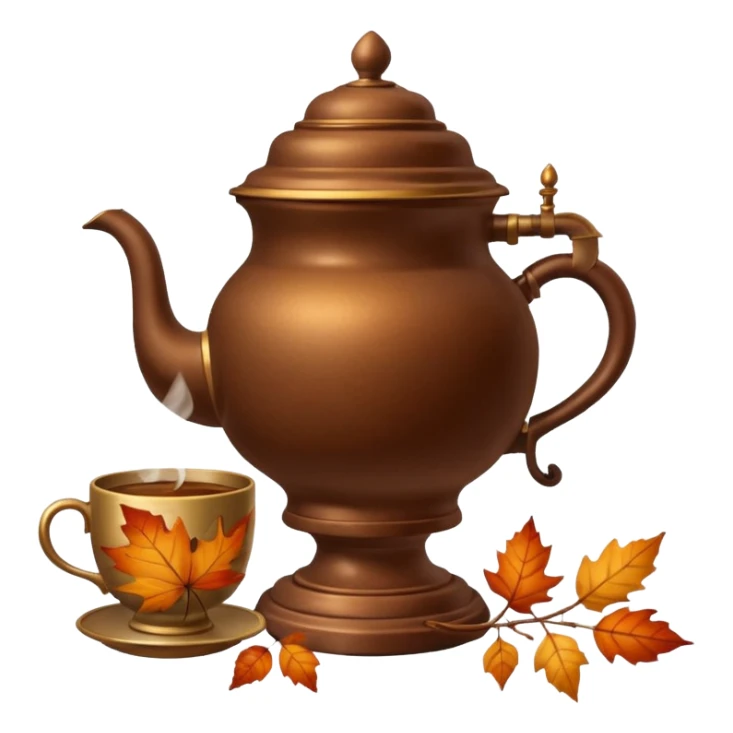 Brown The samovar and autumn and a cup sticker
