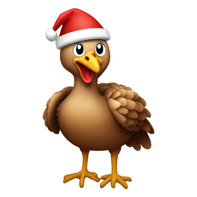 Turkey wearing Santa hat wrapped in Christmas lights sticker