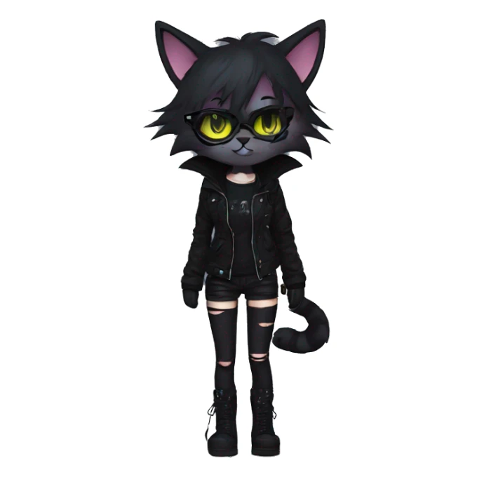 Edgy Beautiful Cool Anthro dark cat-fursona punk techwear sticker