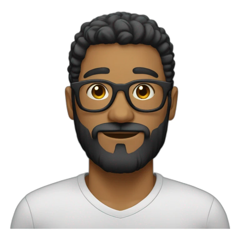 hombre pelo negro con barba de candado y lentes sticker