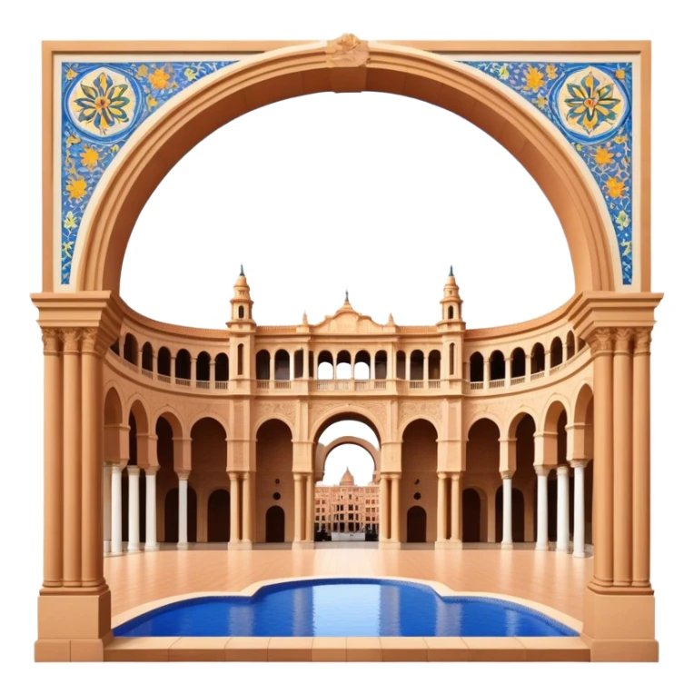 Plaza de España Landmark Emoji – Featuring its semicircular palace, grand arches, and decorative tilework. sticker