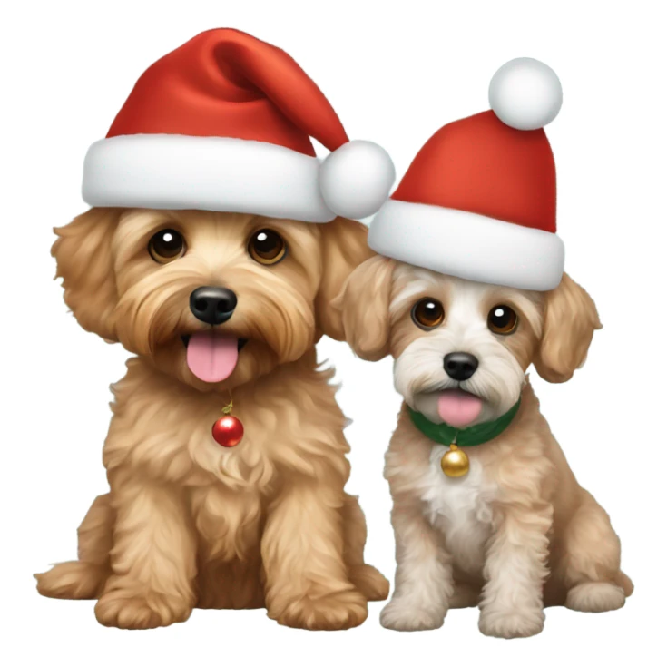  Schnoodle and gold cavapoo with Christmas hats sticker