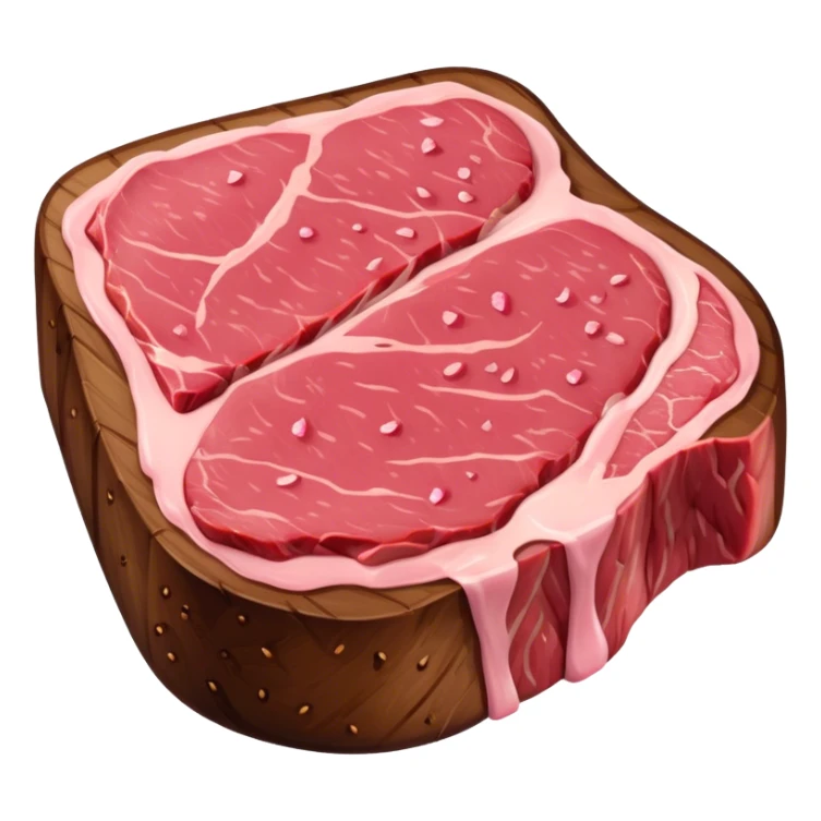 Cinematic thick-cut steak, perfectly seared with grill marks, a juicy pink center, rich and savory, warm glow, sizzling and mouthwatering, highly detailed and appetizing. sticker