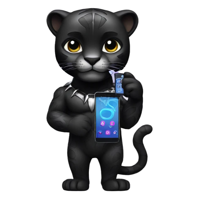 A black panther holding a phone with the number 0 in its paws sticker