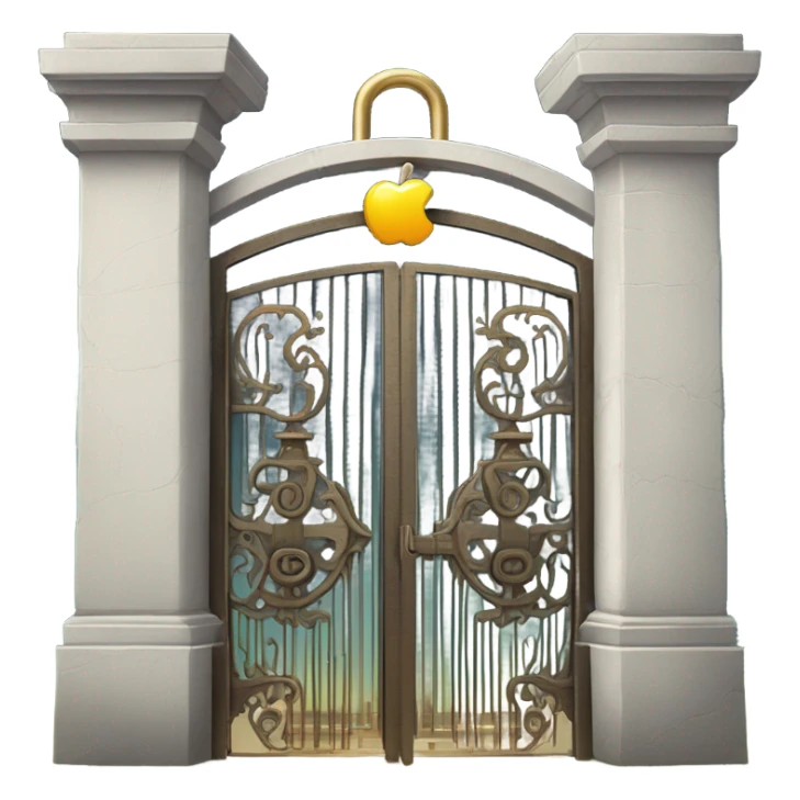  heaven's gate with giant padlock as apple ios emoji on white background sticker