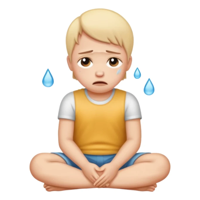 A very short person sitting and crying  sticker