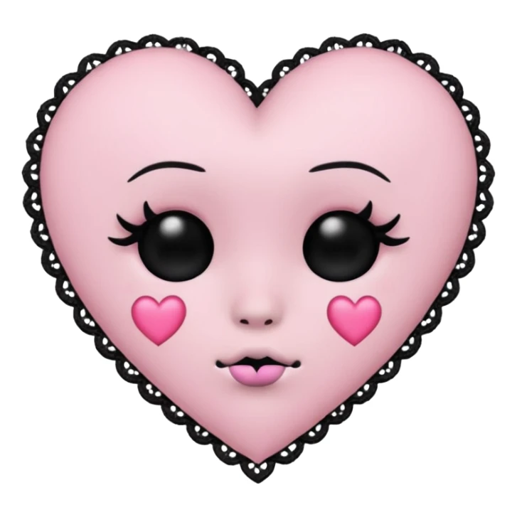 pastel goth heart emoji with pastel pink lace and studs sticker