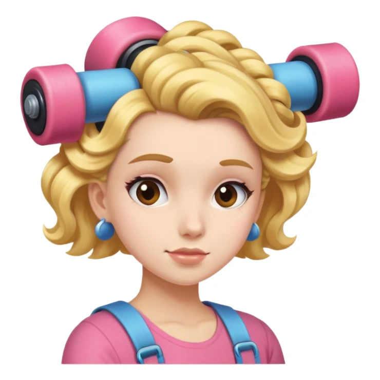 girl with rollers in hair taking one from the back out sticker