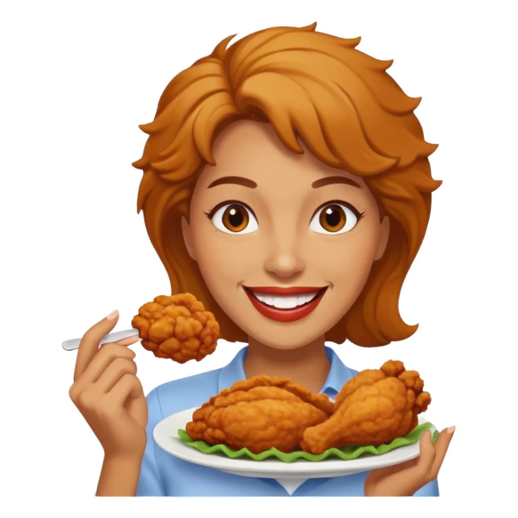 woman eating chicken sticker