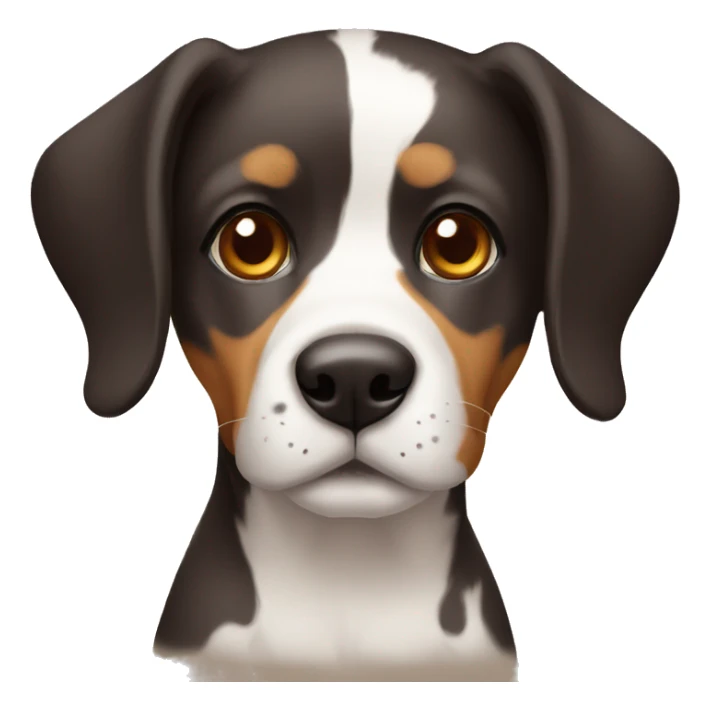 tricolor dog with brown eyes  sticker