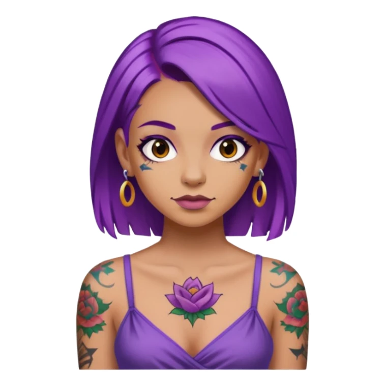 women with tatoos and hightlight that tatoos with purple hair and different color dresses sticker