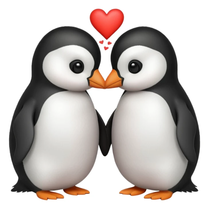 two penguins kissing with a heart above them sticker