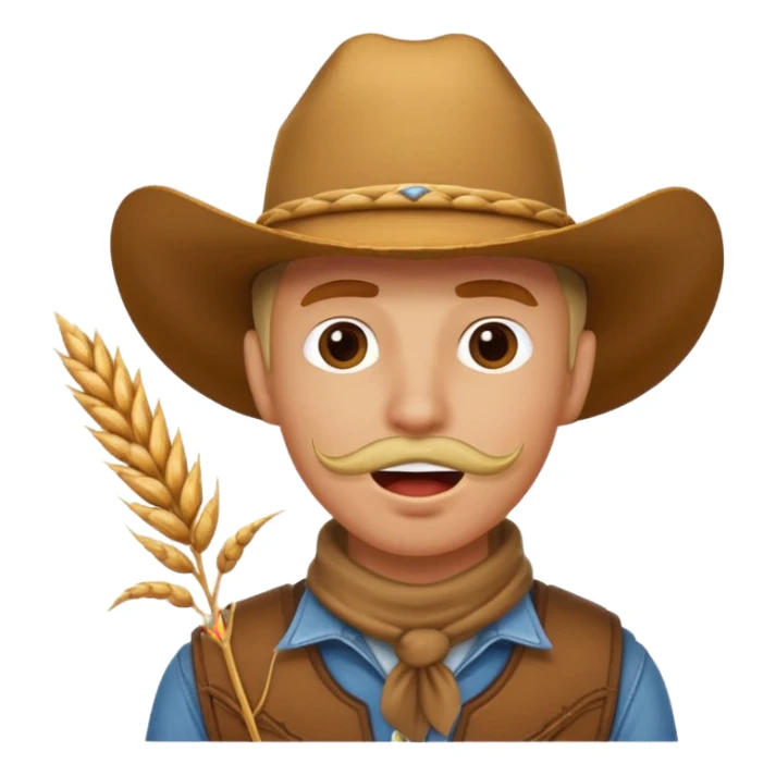 Cowboy with wheat sticking out his mouth sticker