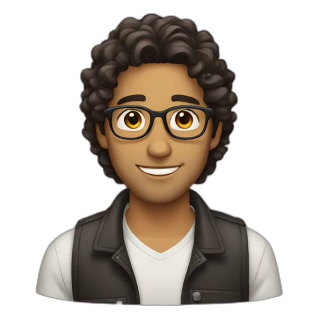 Hispanic dude. Wavy hair. Glasses. Brown eyes. Dimples sticker