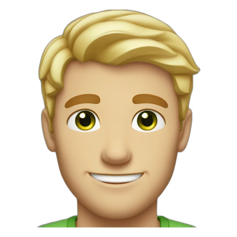 Handsome man smiling with freckles and green eyes. Short blond raid hair. sticker