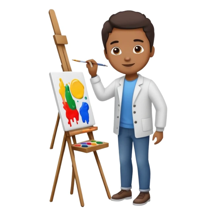 person painting a picture on an easel sticker