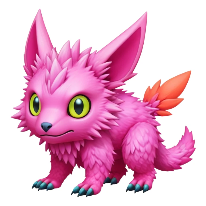  lush cozy warm-colored neon-colored cyber-Fakémon-Digimon-Trico-creature sticker