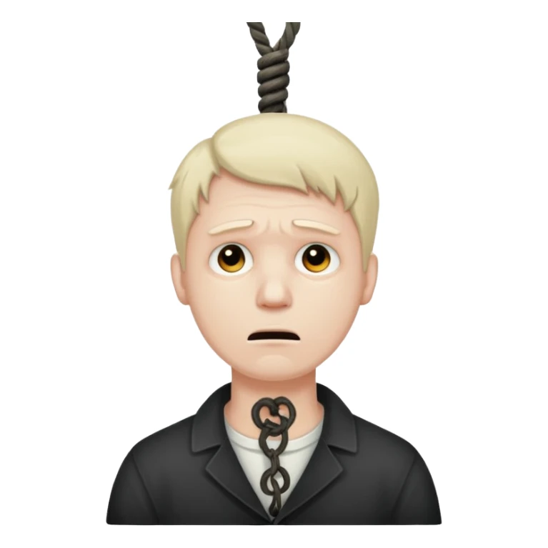 A man's neck hanging in a rope and suicide  sticker