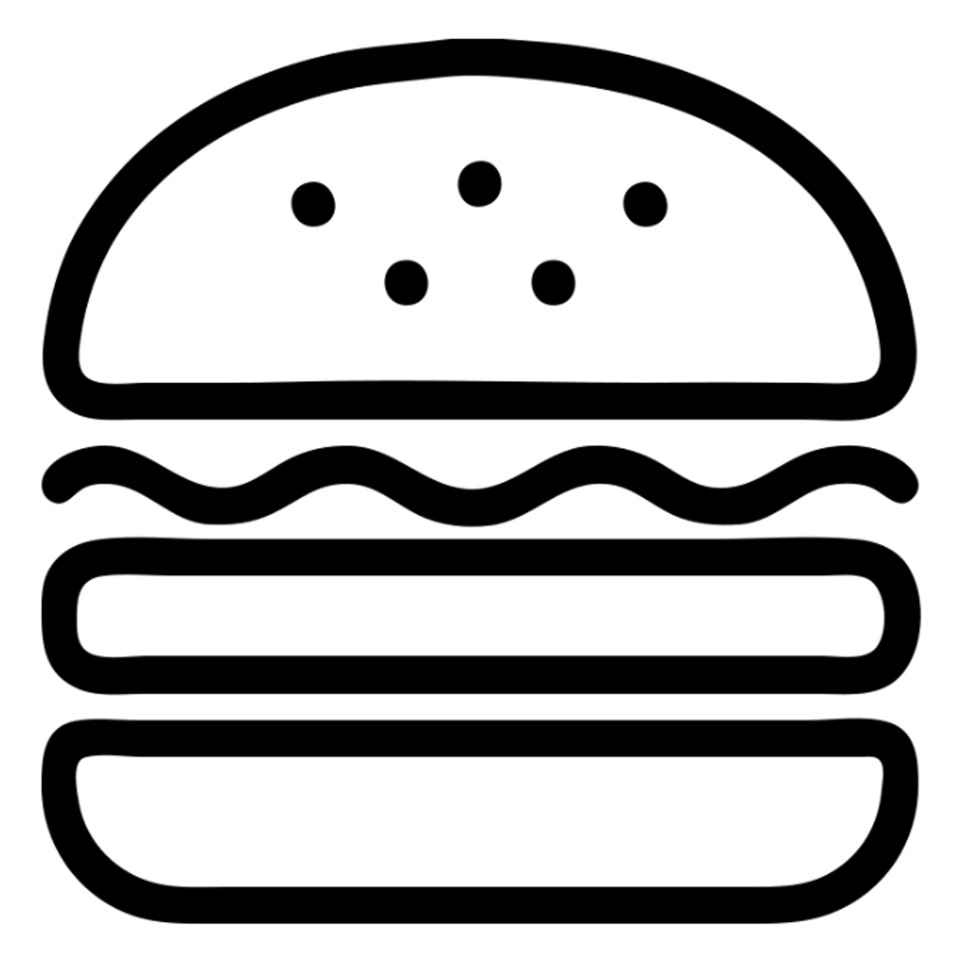 burger icon, outlined style, no fill, crisp black lines, modern and professional look sticker