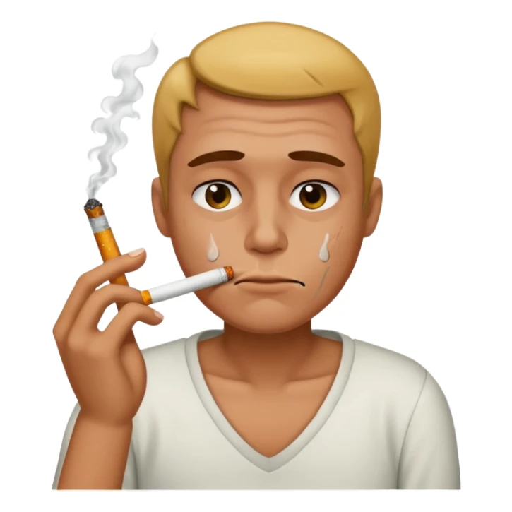 drunk and sweaty emoji smoking 7 cigarettes sticker