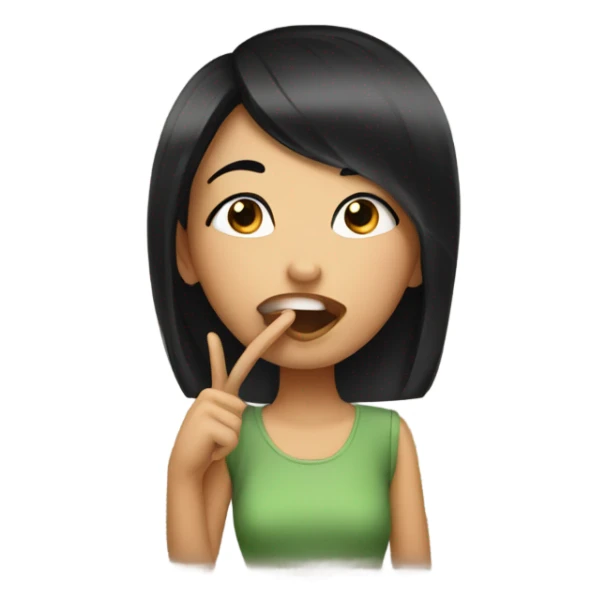 smiling girl with black hair saying shhhh sticker